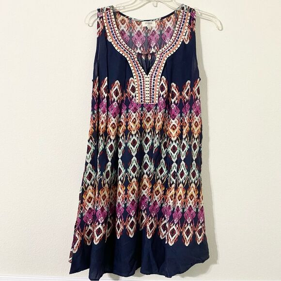 Umgee Dresses & Skirts - Umgee Bohemian Sleeveless Multi Color Abstract Spring Embroidered Top Size Small